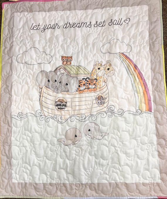 Precious Moments "Let Your Dreams Set Sail" Noah's Ark Baby Quilt featuring Rainbow of Hope