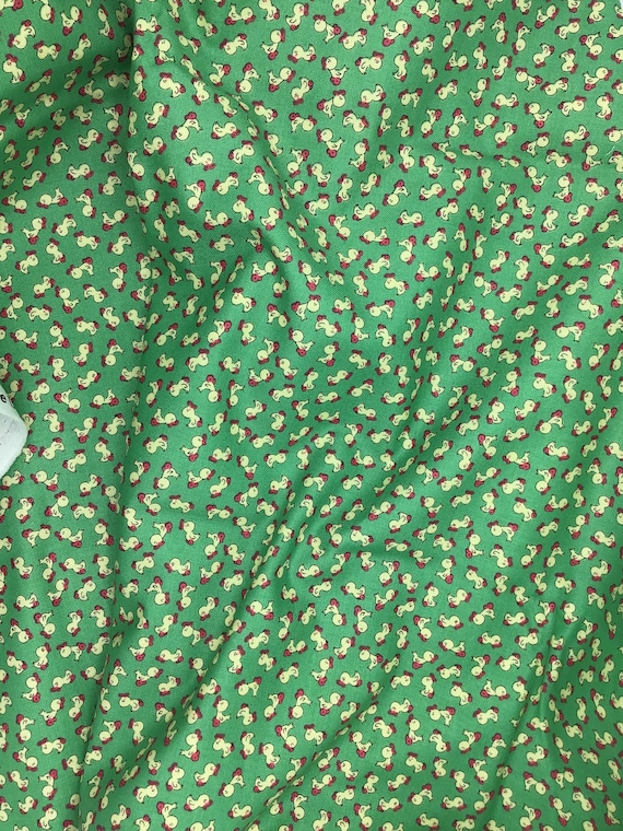 Depression 20s 30s feedsack reproduction Green ducks print 100% cotton fabric, RBD Storytime 30s by Lindsay Wilkes. C15152 Sold by the yard