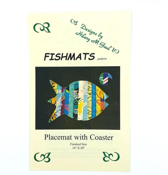 Fishmats, placemats pattern Designs by Hilary M Gaul. Paper pattern, mat size 14" x 20"