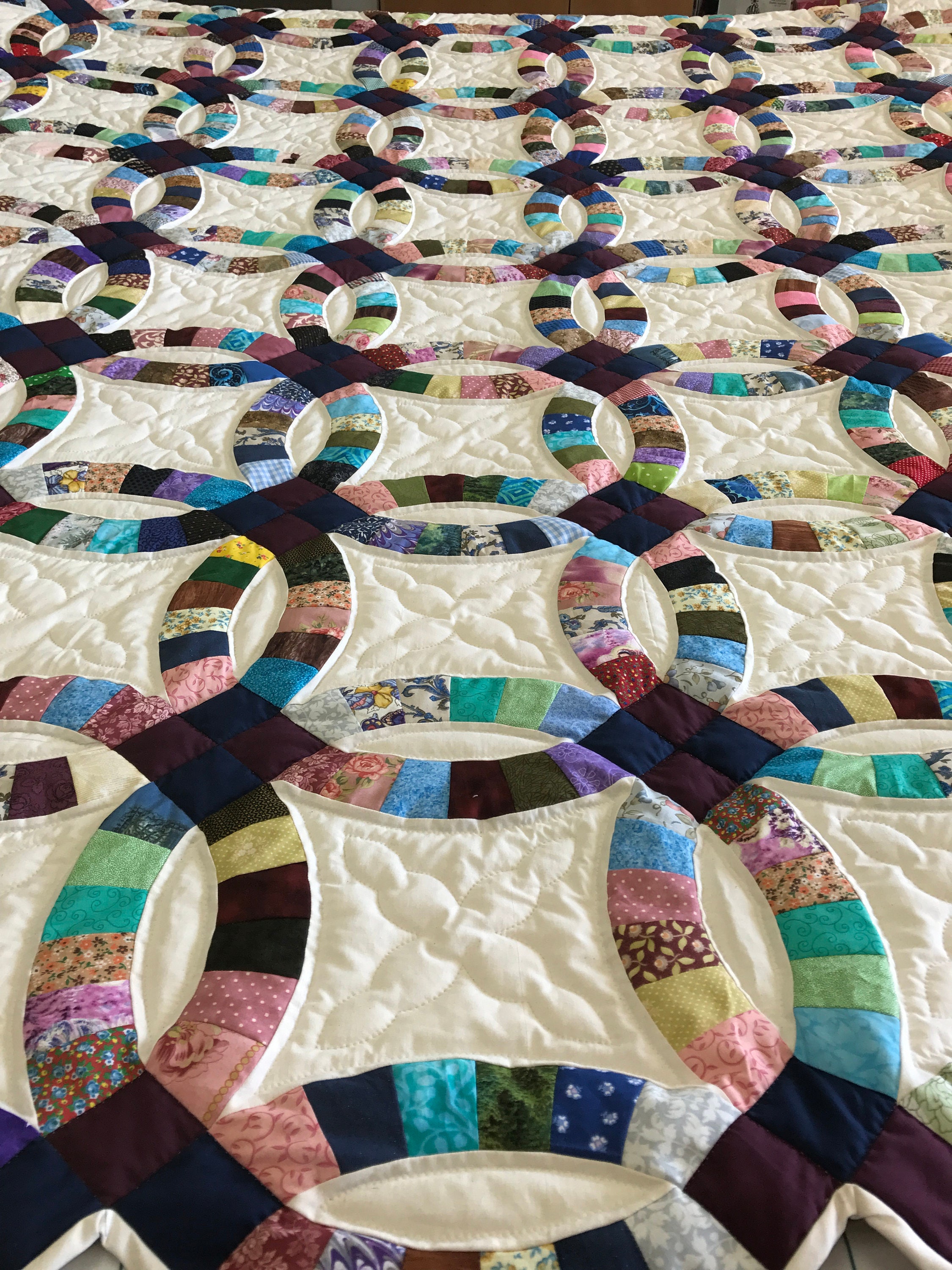 On Sale Beautiful Double Wedding Ring Quilt Hand Quilted