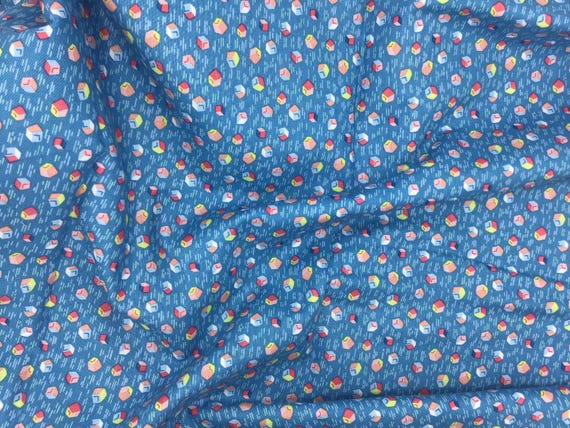 Depression 30s feedsack reproduction blue building blocks 100% cotton fabric, RBD Storytime 30s by Lindsay Wilkes. C15155 Sold by the yard