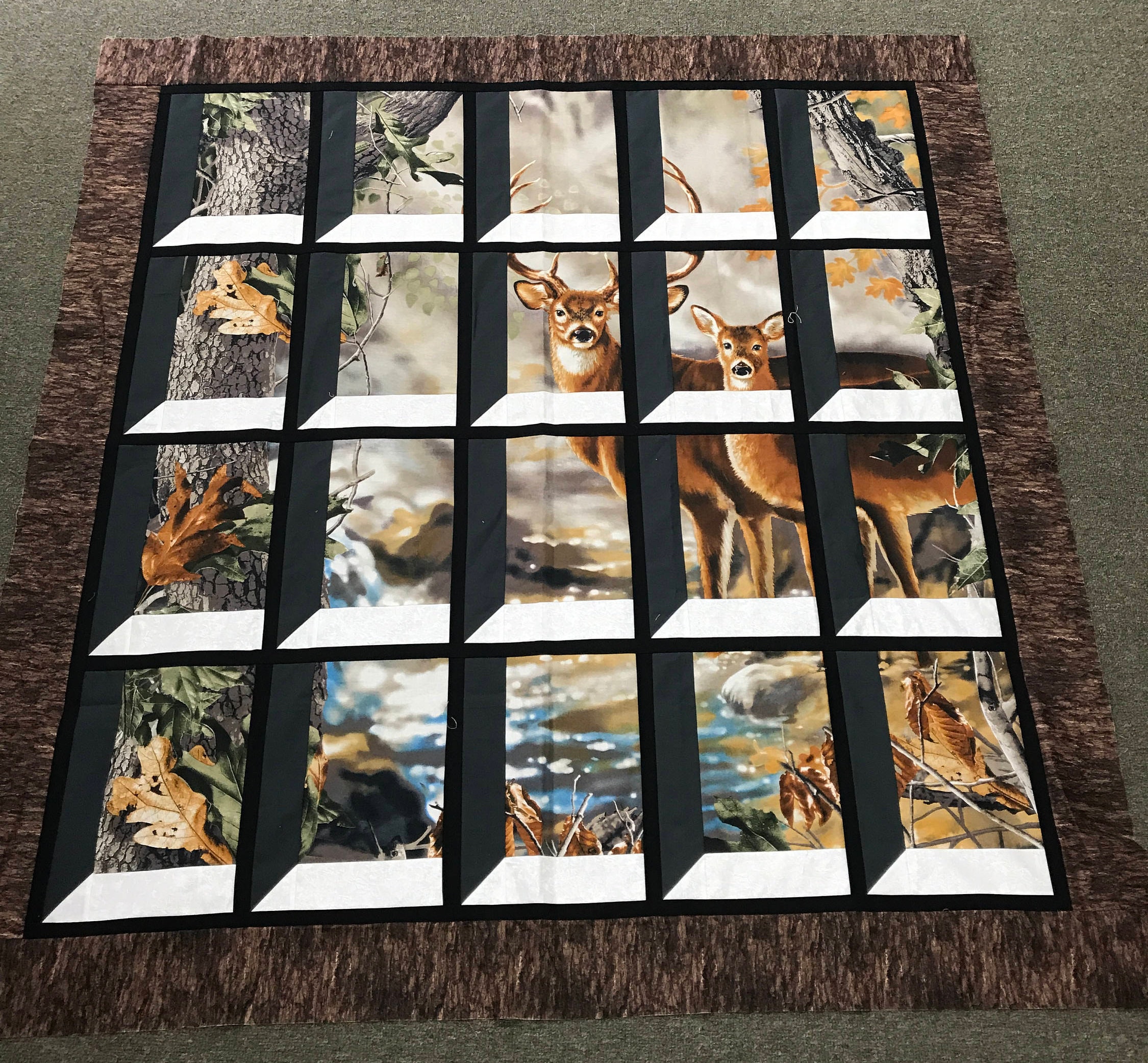 Quilt Top Deer in Attic Window Realtree Deer Quilt Top Only Etsy