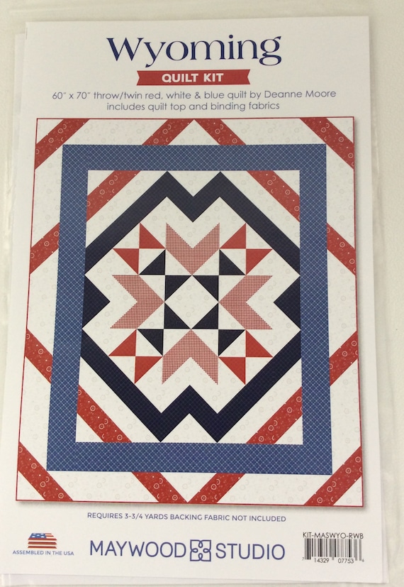 Items similar to Wyoming Quilt Kit 60x70 Throw/Twin Red White Blue