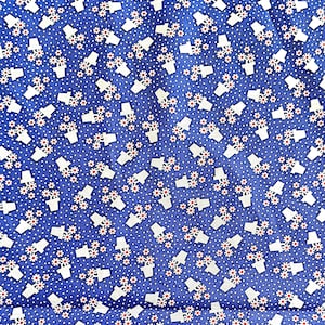 Depression 20s 30s feedsack print 100% cotton. Judie Rothermel Aunt Grace Goes Bold 'Flower Pots' Blue background Sold by the yard.