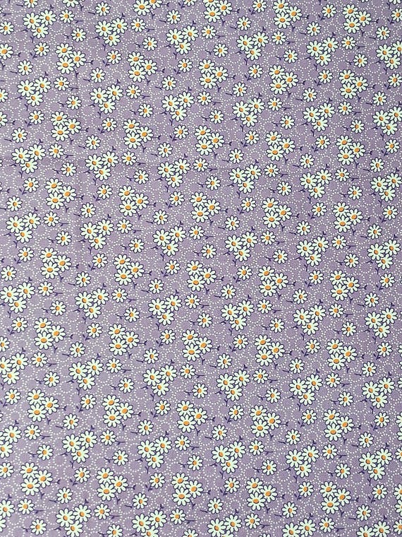 20s/30s Feedsack depression fabric Aunt Grace Goes Scrapy Daisy by Judie Rothermel R351527D by the yard 100% cotton purple w/ white daisies