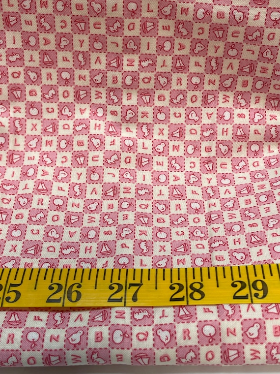 Depression feedsack print pink alphabet RJR kitchen sink 100% cotton washable