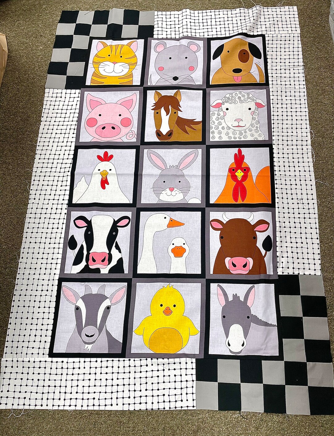 Pen Pals Crib Quilt Kit Easy Beginner Farm Animals Andover Etsy Australia