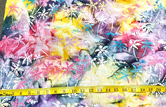 Batik palm trees 100% cotton colorful tropical one yd only