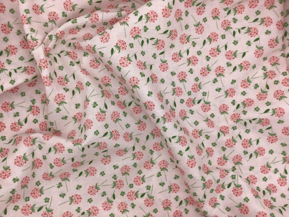 Depression 20s 30s Feedsack print 100% cotton fabric. RBD Clover Farm by Gracey Larson. Pink floral on pink background.  Sold by the yard.