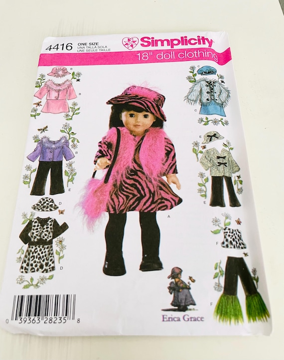 American Girl 18" doll 3 patterns new uncut pajamas, summer and fancy dress up outfits Simplicity 5276, 4416, Butterick 5452