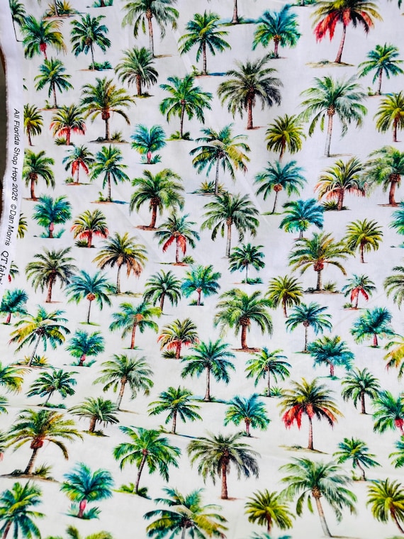 Florida shop hop 2025 palm trees on white cotton by the yard