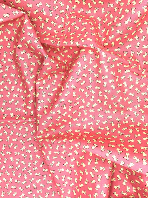 Depression 20s 30s Feedsack reproduction Pink ducks print 100% cotton fabric, RBD Storytime 30s by Lindsay Wilkes. C15152 Sold by the yard