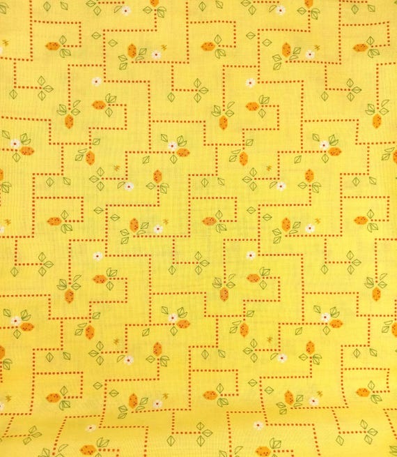 Depression 20s 30s feedsack print 100% cotton fabric. Andover Fabrics Sour Patch by Shauna Dori Pattern 907 yellow