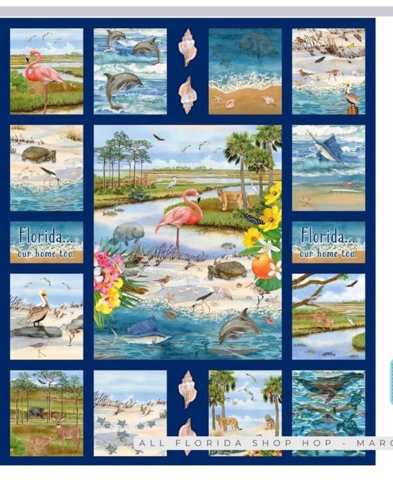 Florida Shop hop 2024 Florida panel 100% cotton fabric by QT