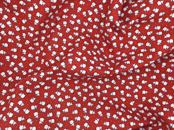 Depression 20s 30s feedsack print 100% cotton fabric, Riley Blake Storytime red elephants.  Sold by the yard