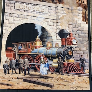 100% Baumwolle Stoff mit Dampflokomotive und Dampflokomotive für Zugdepot, Zugdepot und Mannhöhle