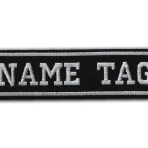 Parches de nombre bordados personalizados 10 x 2,5 cm Para planchar/coser y velcro/etiquetas personalizadas para ropa, accesorios y uniformes imagen 1