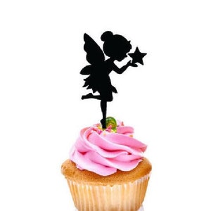 Cupcake picks Fairy set of 6, available in several colours acrylic and wood