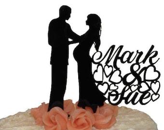 Wedding cake topper Pregnant bride, option for extra bridesmaid/boy