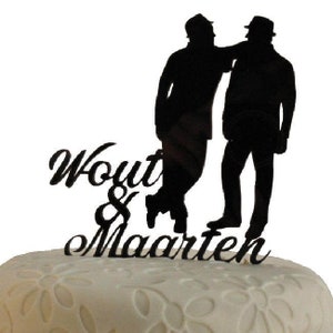 Personalized Laser cut Acrylic Wedding cake topper 2 Men