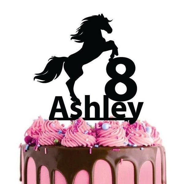 Topper de gâteau d'anniversaire avec un cheval, disponible en plusieurs couleurs