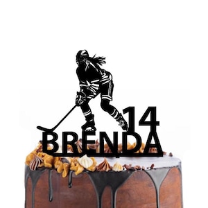 Geburtstag Cake Topper mit Eishockeyspielerin, verschiedene Variationen und Farben möglich