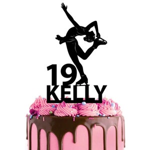 Birthday cake topper with a figure ice skater, different variations and colours possible