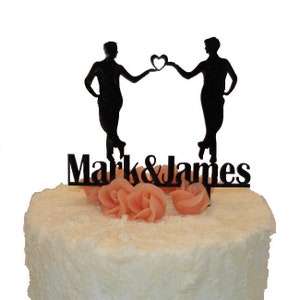 Décoration pour gâteau de mariage Deux hommes avec un coeur