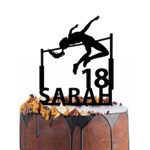 Birthday cake topper with a female high jumper, different variations and colours possible