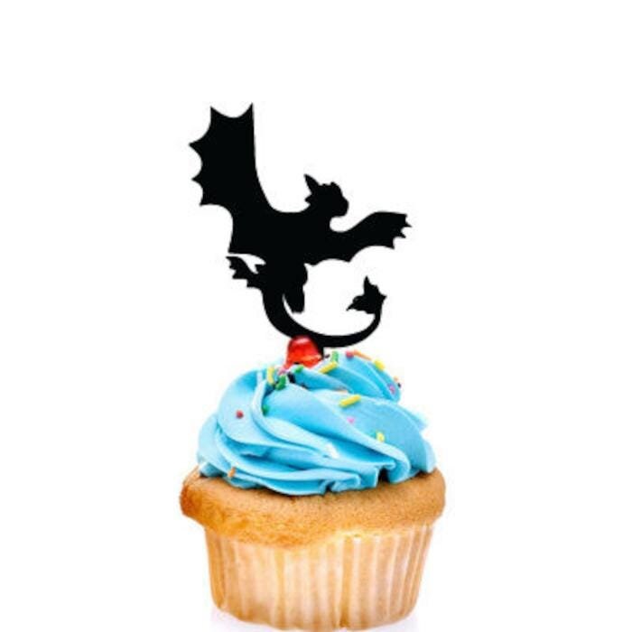 Cupcake picks Dragon set of 6, available in several colours acrylic and wood