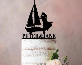 Decorazione per torta nuziale con barca a vela. Scegli la tua coppia di sposi.