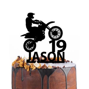 Geburtstag Cake Topper mit Dirt Bike, verschiedene Variationen und Farben möglich