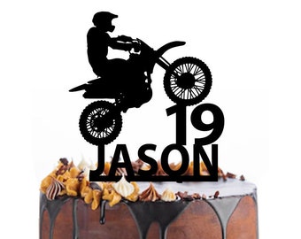 Geburtstag Cake Topper mit Dirt Bike, verschiedene Variationen und Farben möglich