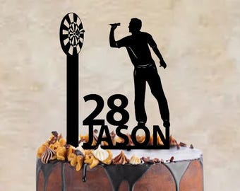 Birthday cake topper with a darts player, different variations and colours possible