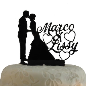 Topper per torta nuziale in acrilico tagliato al laser personalizzato Bacio