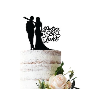 Wedding cake topper With groom playing baseball