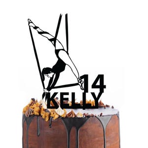 Birthday cake topper with an aerial silks sporter, different variations and colours possible