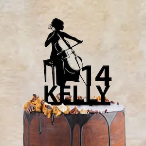 Decorazione per torta di compleanno: donna, violoncellista