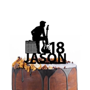 Birthday cake topper Guitar player, different variations and colours possible