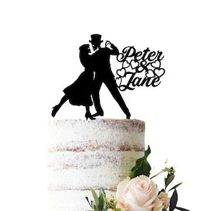 Wedding cake topper Dancing skeleton bride and groom / Gothic /Day of the dead