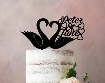 Cisnes para decorar tartas de boda, cortados con láser y personalizados.