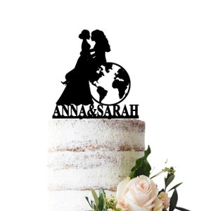 Wedding cake topper lesbian couple You mean the world to me