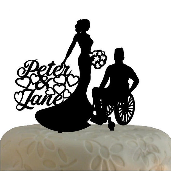 Décoration de gâteau de mariage Marié en fauteuil roulant