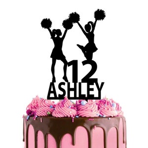 Birthday cake topper with cheerleaders