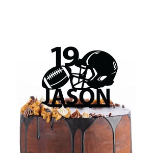 Birthday cake topper with an American Football / Rugby helmet, , different variations and colours possible