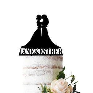 Wedding cake topper Lesbian, a gentle kiss