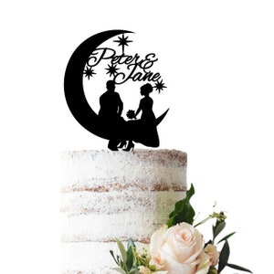 Wedding cake topper To the moon and back, choose your hairstyle for bride: updo hair/long straight hair/Muslim Hijab/Afro American