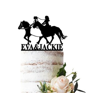 Wedding cake topper Two brides riding horses