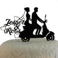 Gepersonaliseerde laser gesneden bruidstaart topper scooter product logo