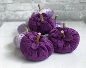 Mini velvet Pumpkins as Fall Table Decor for Thanksgiving in Lilac and Purple, Fall Wedding Decor, Stuffed Pumpkins